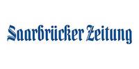 Blauer Saarbruecker Zeitung Schriftzug mit weißen Hintergrund