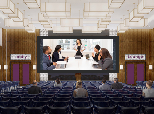 Blog | Auditorium in Erdtönen mit Livestream aus einem Konferenzraum