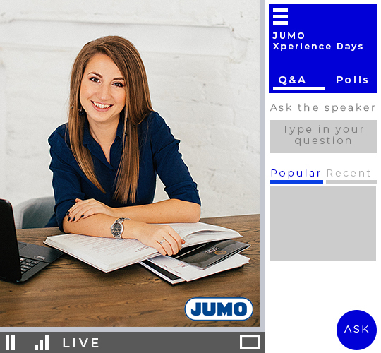 Events | Virtuelles Event von JUMO mit junger Frau als Moderatorin
