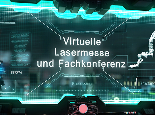 Referenzen zur Lasermesse und Fachkonferenz im Bildschirm grünem Laserstrahlen